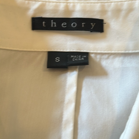 THEORY WHITE STRETCHY FLAT PLEATED SHIRT SIZE S - Picture 8 of 10